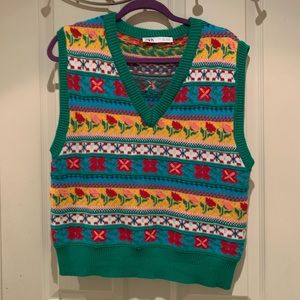 Zara Floral knit Jacquard Vest
